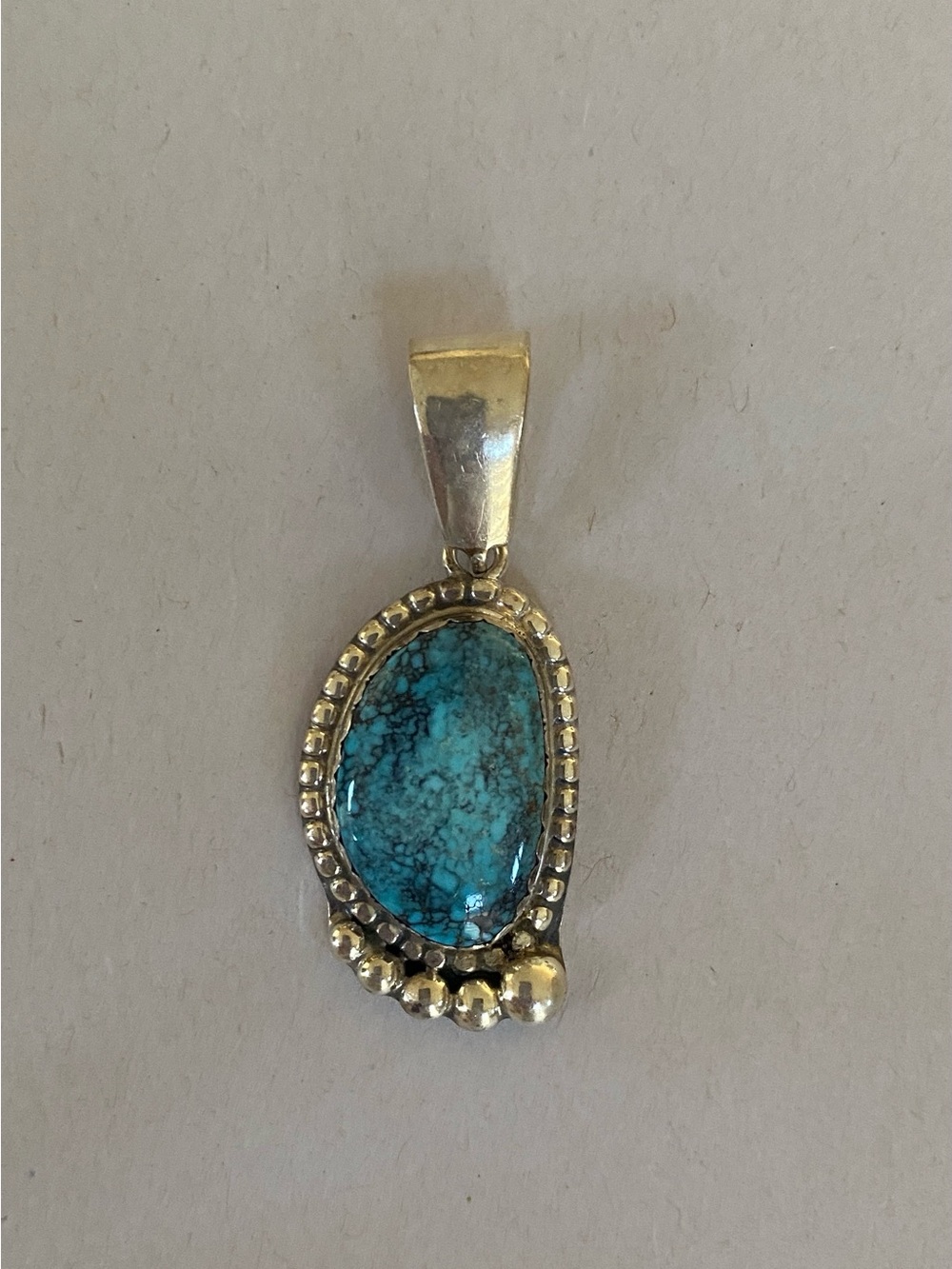 Sterling Silver 925 Turquoise Pendant - Blue Gemstone Weight 16 g